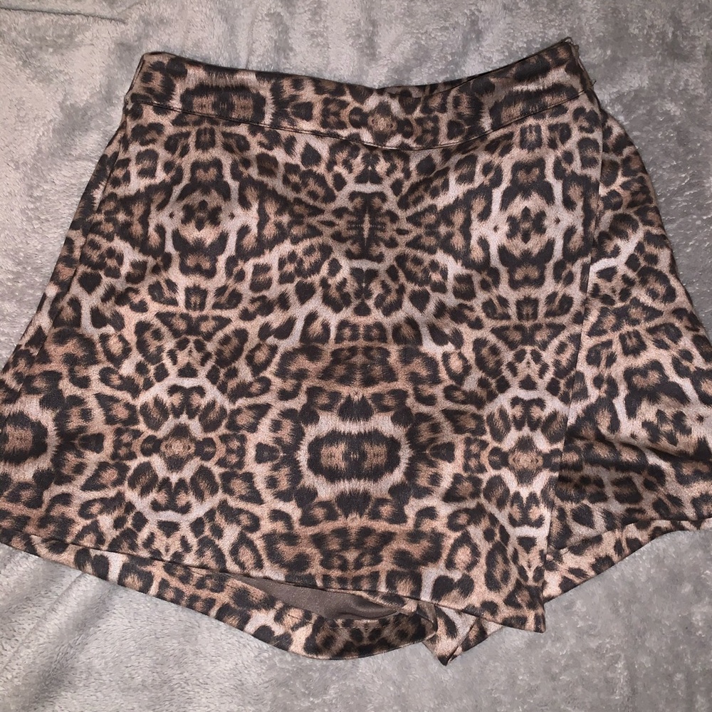suede leopard skort